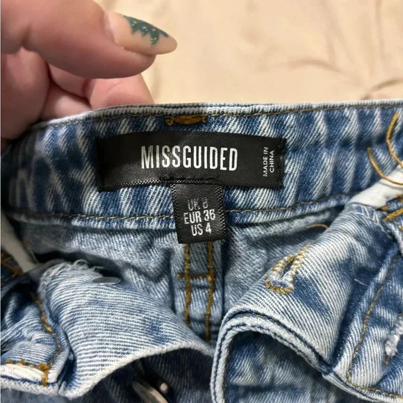 Missguided jeans Women's Blue Fold Over Straight Leg Jean size 4 - Picture 4 of 8